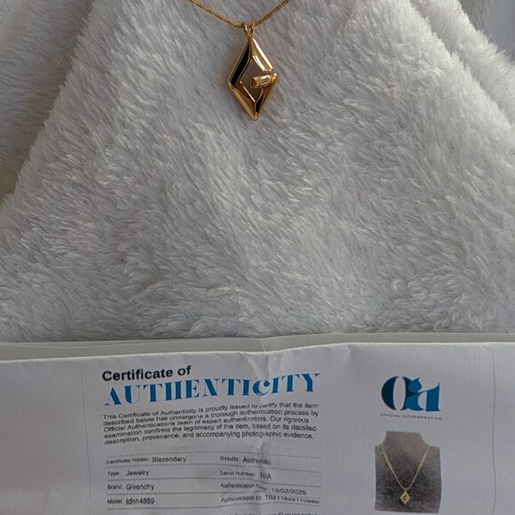 Authentic Givenchy "G" Pendant Gold Necklace with Certificate of Authenticity - Picture 2 of 7